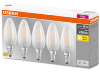 090682 Boite de 5 Lampes E14 Flamme LED dépolie, 4 WATT=40 WATT, 470 lumens, blanc chaud 2700 K