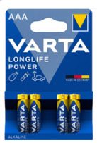 559749 Pack de 4 piles alcaline VARTA LONGLIFE POWER AAA LR03 1,5V