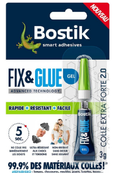 Colle gel Universel, 5 secondes, ultra puissant, prise rapide, tous matériaux, tube 3g, BOSTIK