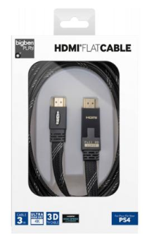 320787 Cordon HDMI2.0 compatible 4K , M/M, contacts dorés, connecteur métal 3 mètres, BIGBEN